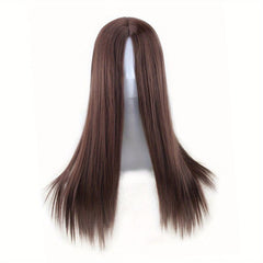 12 cm Long Straight Women's Fiber Wig Heat Resistant Synthetic Middle Part Wig