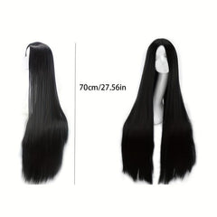 12 cm Long Straight Women's Fiber Wig Heat Resistant Synthetic Middle Part Wig