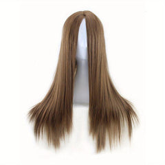 12 cm Long Straight Women's Fiber Wig Heat Resistant Synthetic Middle Part Wig