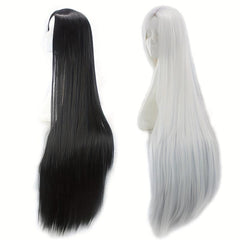 12 cm Long Straight Women's Fiber Wig Heat Resistant Synthetic Middle Part Wig