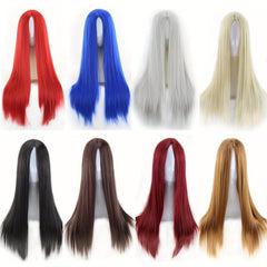 12 cm Long Straight Women's Fiber Wig Heat Resistant Synthetic Middle Part Wig