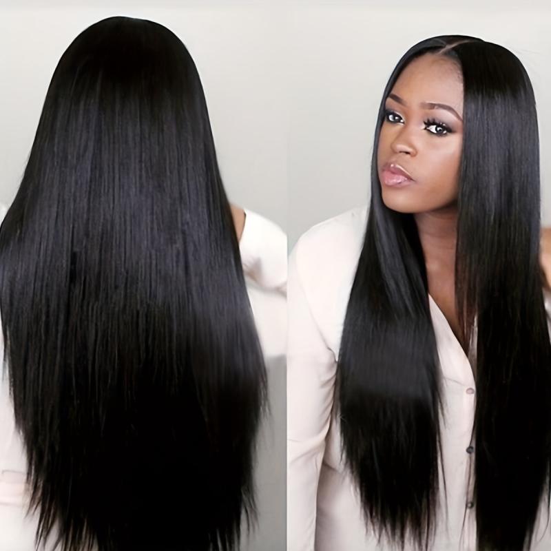 12 cm Long Straight Women's Fiber Wig Heat Resistant Synthetic Middle Part Wig