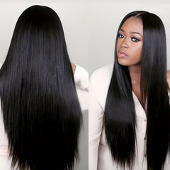 12 cm Long Straight Women's Fiber Wig Heat Resistant Synthetic Middle Part Wig