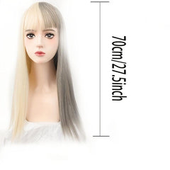 Anime Cosplay Wig Long Straight Hair Dual Fashion for Halloween