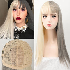Anime Cosplay Wig Long Straight Hair Dual Fashion for Halloween