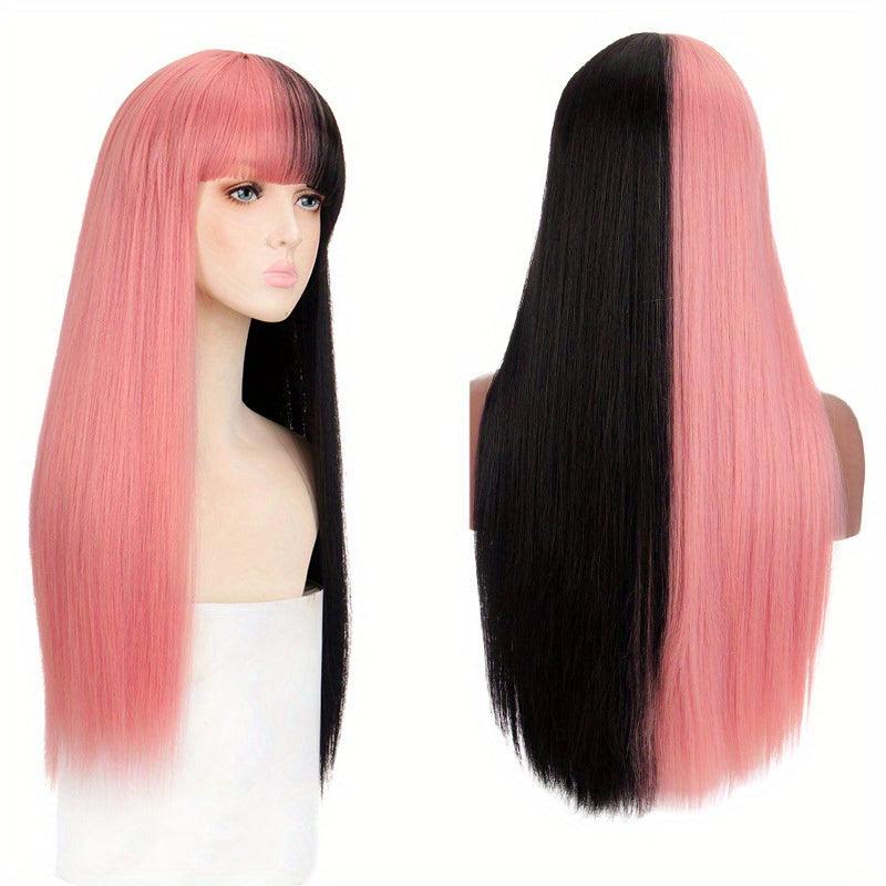 Anime Cosplay Wig Long Straight Hair Dual Fashion for Halloween