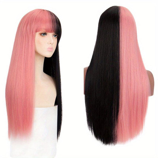 Anime Cosplay Wig Long Straight Hair Dual Fashion for Halloween