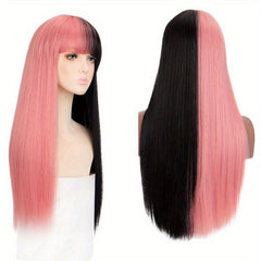 Anime Cosplay Wig Long Straight Hair Dual Fashion for Halloween