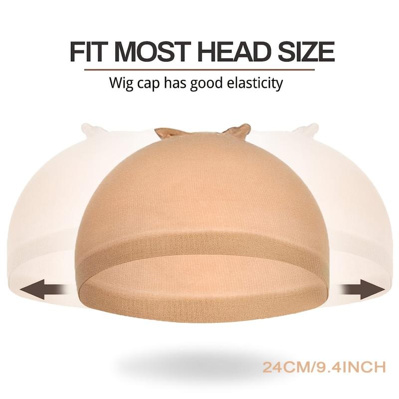 2 Pcs Wig Caps Nude Light Brown Stocking Caps Stretchy Nylon Caps For Women