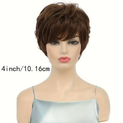 Brown 10 16 Cm Short Pixie Cut Hair Wigs For Women