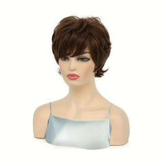 Brown 10 16 Cm Short Pixie Cut Hair Wigs For Women