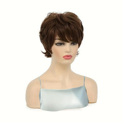 Brown 10 16 Cm Short Pixie Cut Hair Wigs For Women