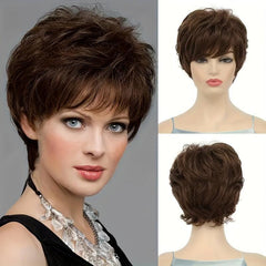 Brown 10 16 Cm Short Pixie Cut Hair Wigs For Women