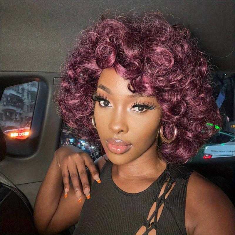 30 48 Cm Brown Curly Hair Wig with Bangs for Women