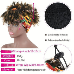 Afro Kinky Curly Headband Wig for Women Natural Look