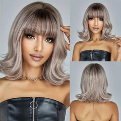35 56 Cm Long Curly Wine Red Wigs With Bangs Synthetic Wigs For Women And Girls