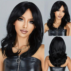 Long Curly Brownish Wigs With Bangs Synthetic Wigs For Women Daily Use