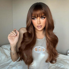 66 04 Cm Long Curly Purple Synthetic Wigs With Bangs
