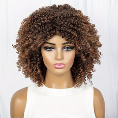 Short Afro Curly Wig Synthetic Wig Natural Looking For Daily Use