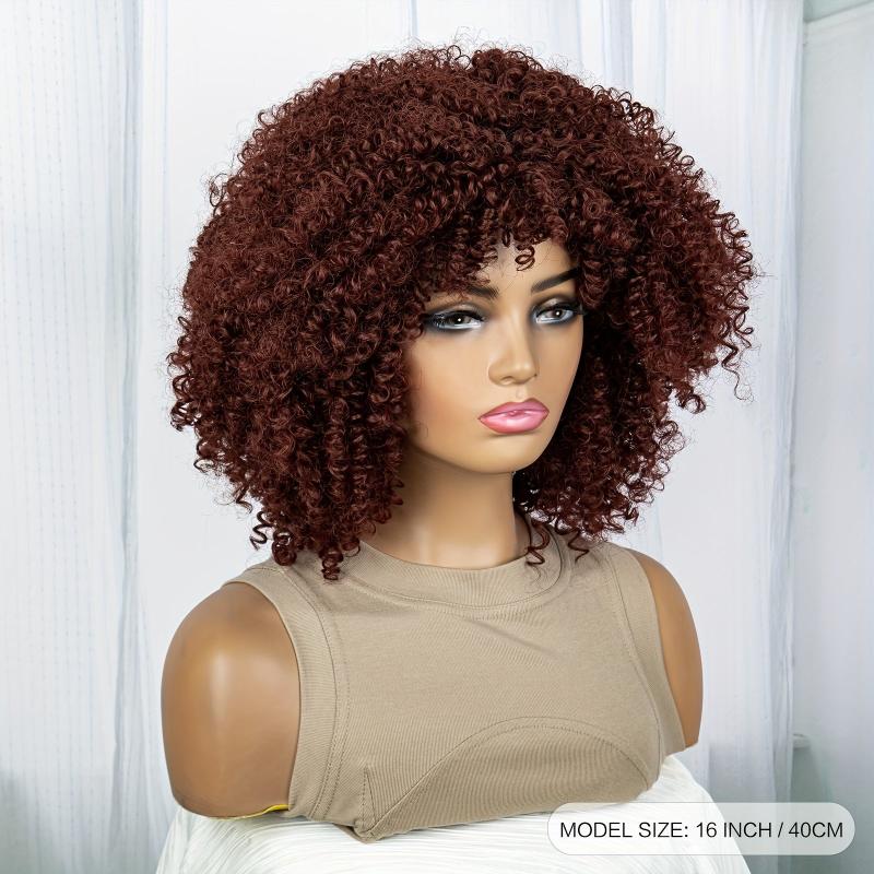 Short Afro Curly Wig Synthetic Wig Natural Looking For Daily Use