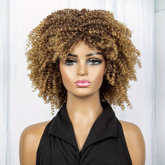 Short Afro Curly Wig Synthetic Wig Natural Looking For Daily Use