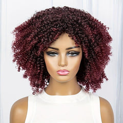 Short Afro Curly Wig Synthetic Wig Natural Looking For Daily Use