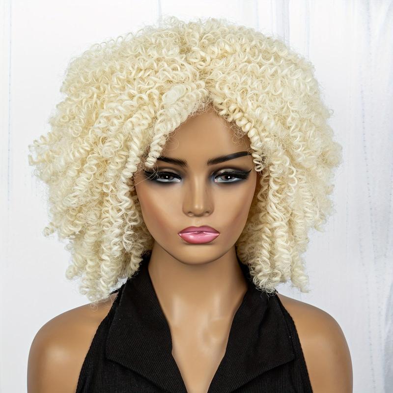 Short Afro Curly Wig Synthetic Wig Natural Looking For Daily Use