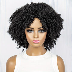 Short Afro Curly Wig Synthetic Wig Natural Looking For Daily Use