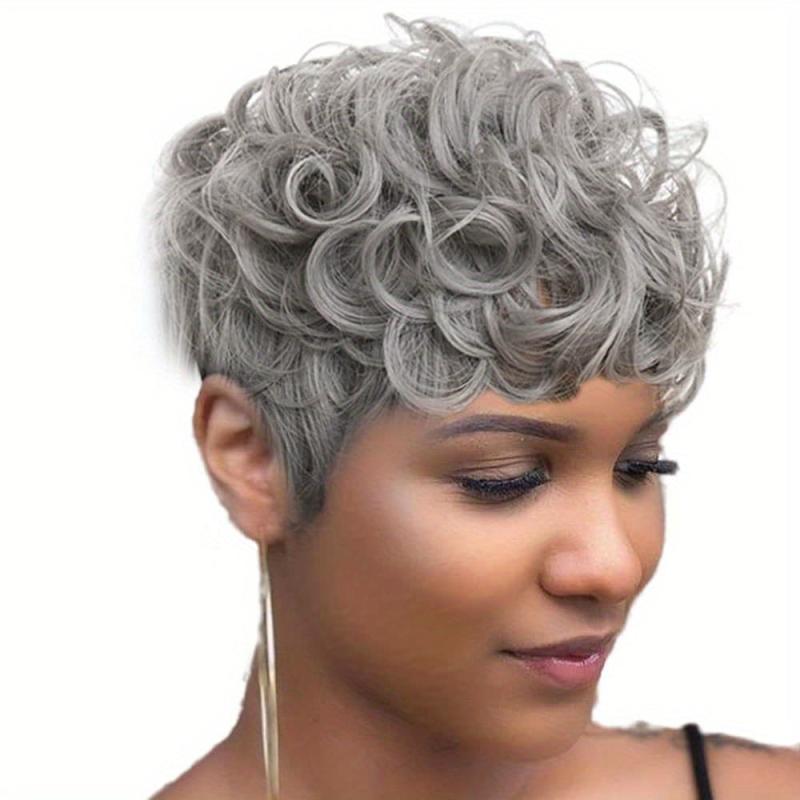 Short Curly Wig for Women Natural Wavy Short Pixie Cut Wig with Bangs