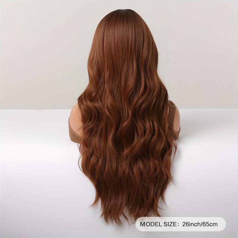 Body Wave Hair Wigs Brown 66cm Long with Bangs