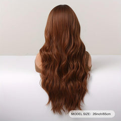 Body Wave Hair Wigs Brown 66cm Long with Bangs