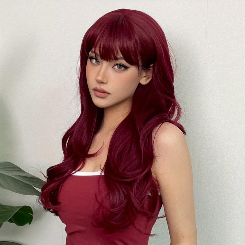 Body Wave Hair Wigs Brown 66cm Long with Bangs