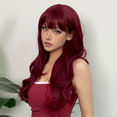Body Wave Hair Wigs Brown 66cm Long with Bangs