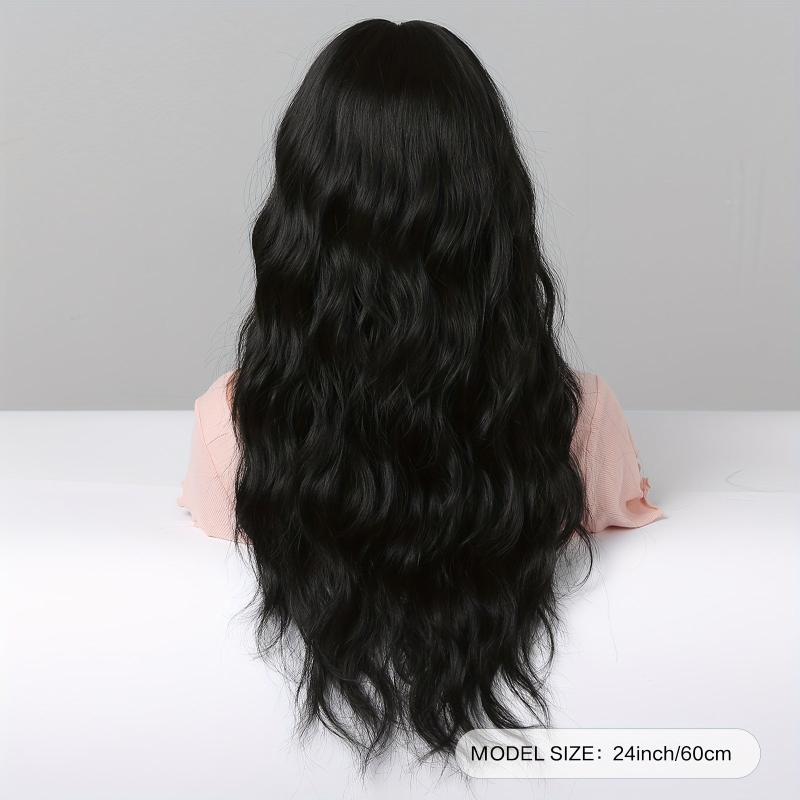 Long Wavy Curly Wigs with Bangs Synthetic Fiber Hair for Daily or Cosplay Party