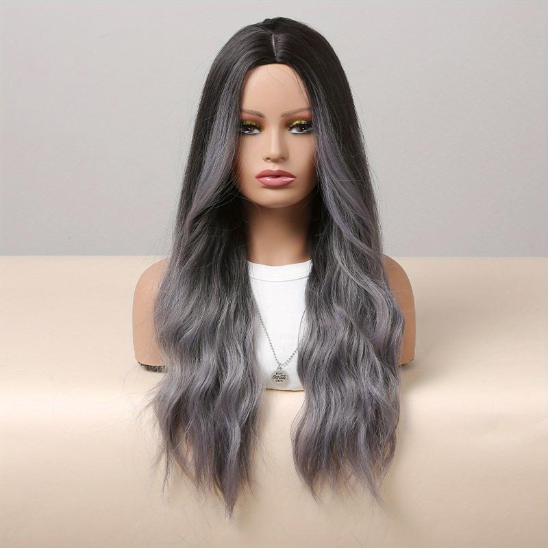 Long Wavy Curly Wigs with Bangs Synthetic Fiber Hair for Daily or Cosplay Party