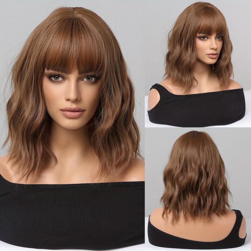 Blonde Long Curly Wavy Wig with Bangs for Women Synthetic Hair for Daily Party