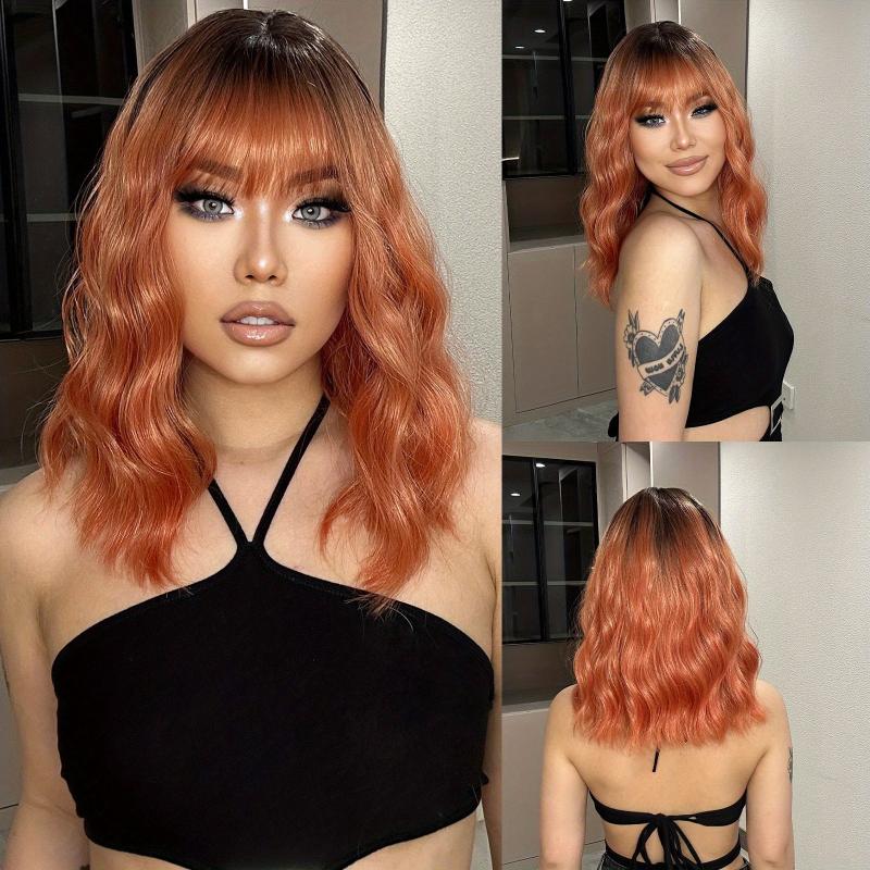 Blonde Long Curly Wavy Wig with Bangs for Women Synthetic Hair for Daily Party