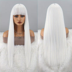 Long Straight Hair With Bangs For Women Daily Wear And Parties