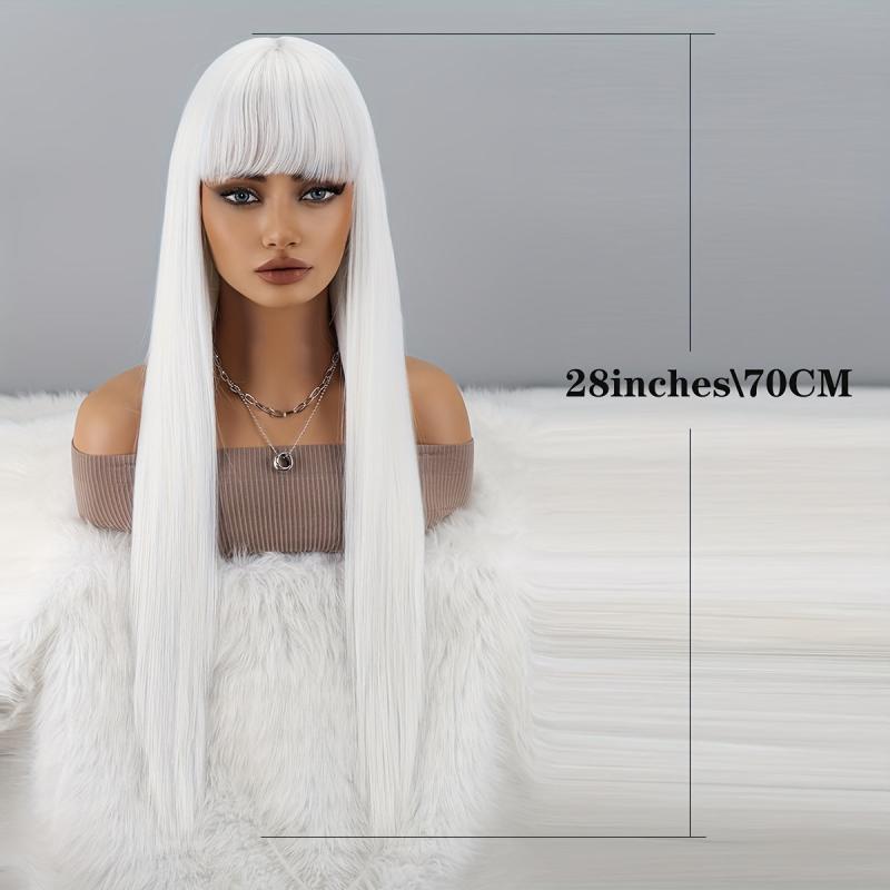 Long Straight Hair With Bangs For Women Daily Wear And Parties