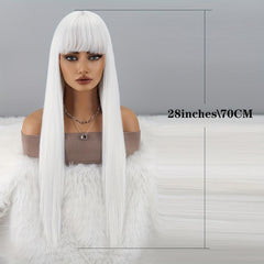 Long Straight Hair With Bangs For Women Daily Wear And Parties