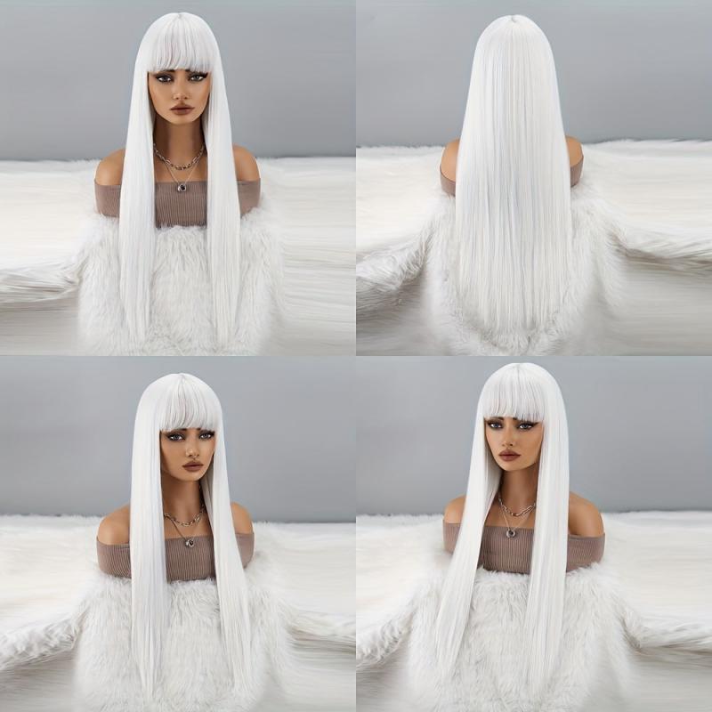 Long Straight Hair With Bangs For Women Daily Wear And Parties