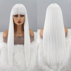 Long Straight Hair With Bangs For Women Daily Wear And Parties