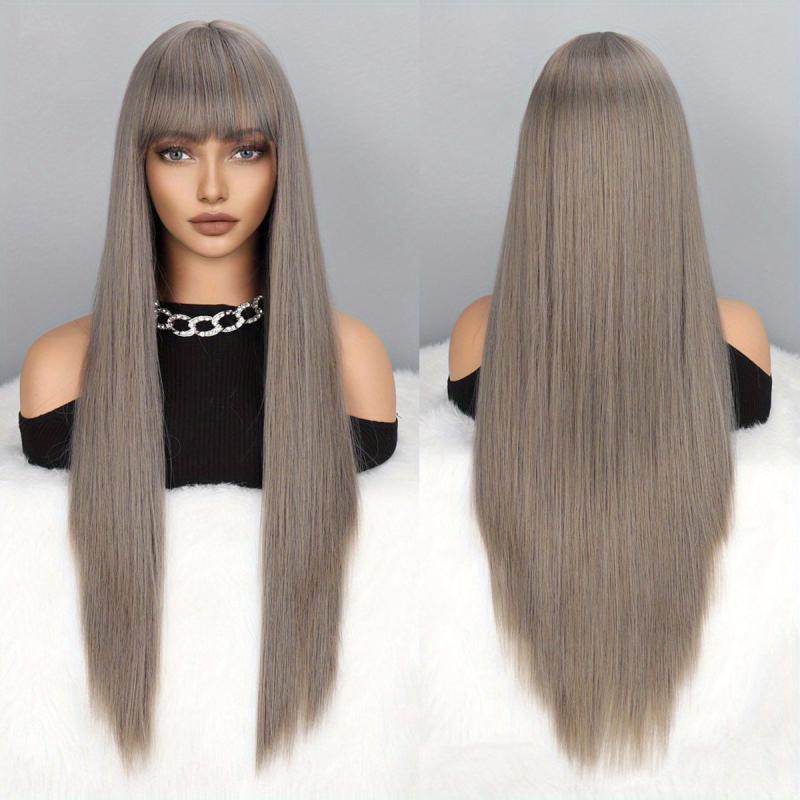 Long Straight Hair With Bangs For Women Daily Wear And Parties