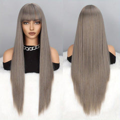Long Straight Hair With Bangs For Women Daily Wear And Parties