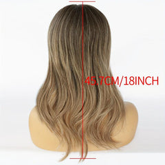Ombre Brown Blonde Wavy Hair Wigs 45 72 Cm Synthetic Wavy Hair Wigs For Women
