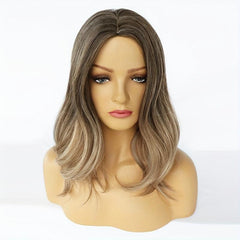 Ombre Brown Blonde Wavy Hair Wigs 45 72 Cm Synthetic Wavy Hair Wigs For Women