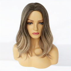 Ombre Brown Blonde Wavy Hair Wigs 45 72 Cm Synthetic Wavy Hair Wigs For Women
