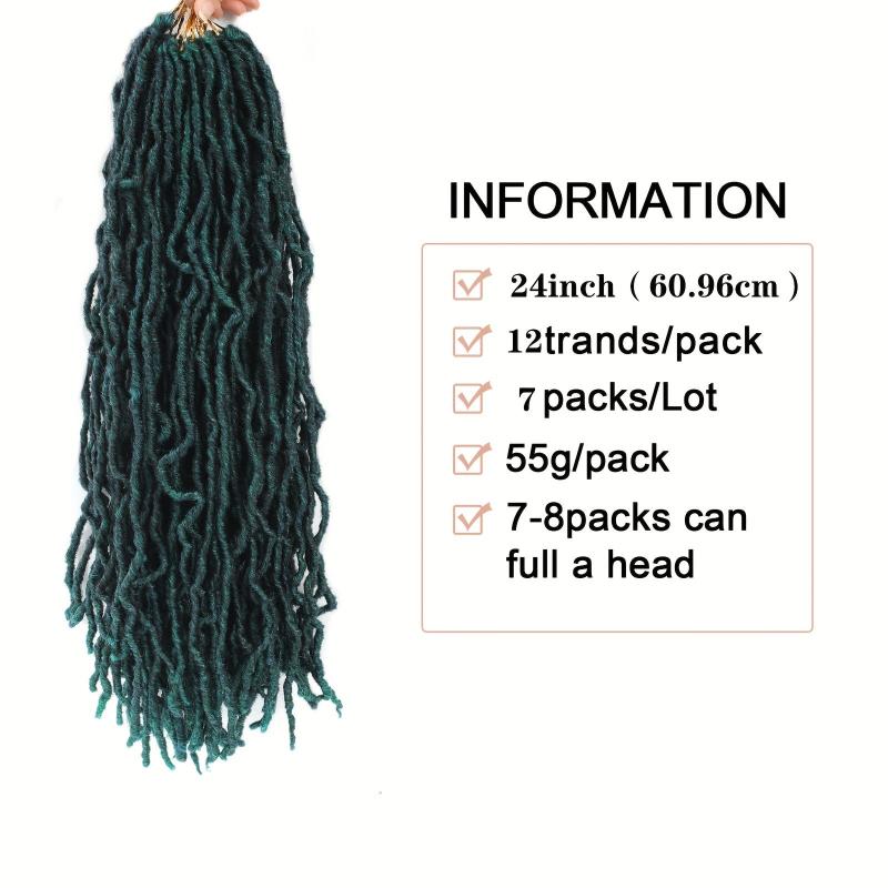 Dark Green Soft Locs Crochet Hair Extensions 12 Strands Pack