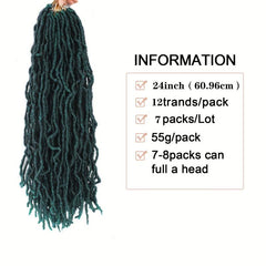 Dark Green Soft Locs Crochet Hair Extensions 12 Strands Pack