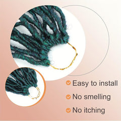 Dark Green Soft Locs Crochet Hair Extensions 12 Strands Pack